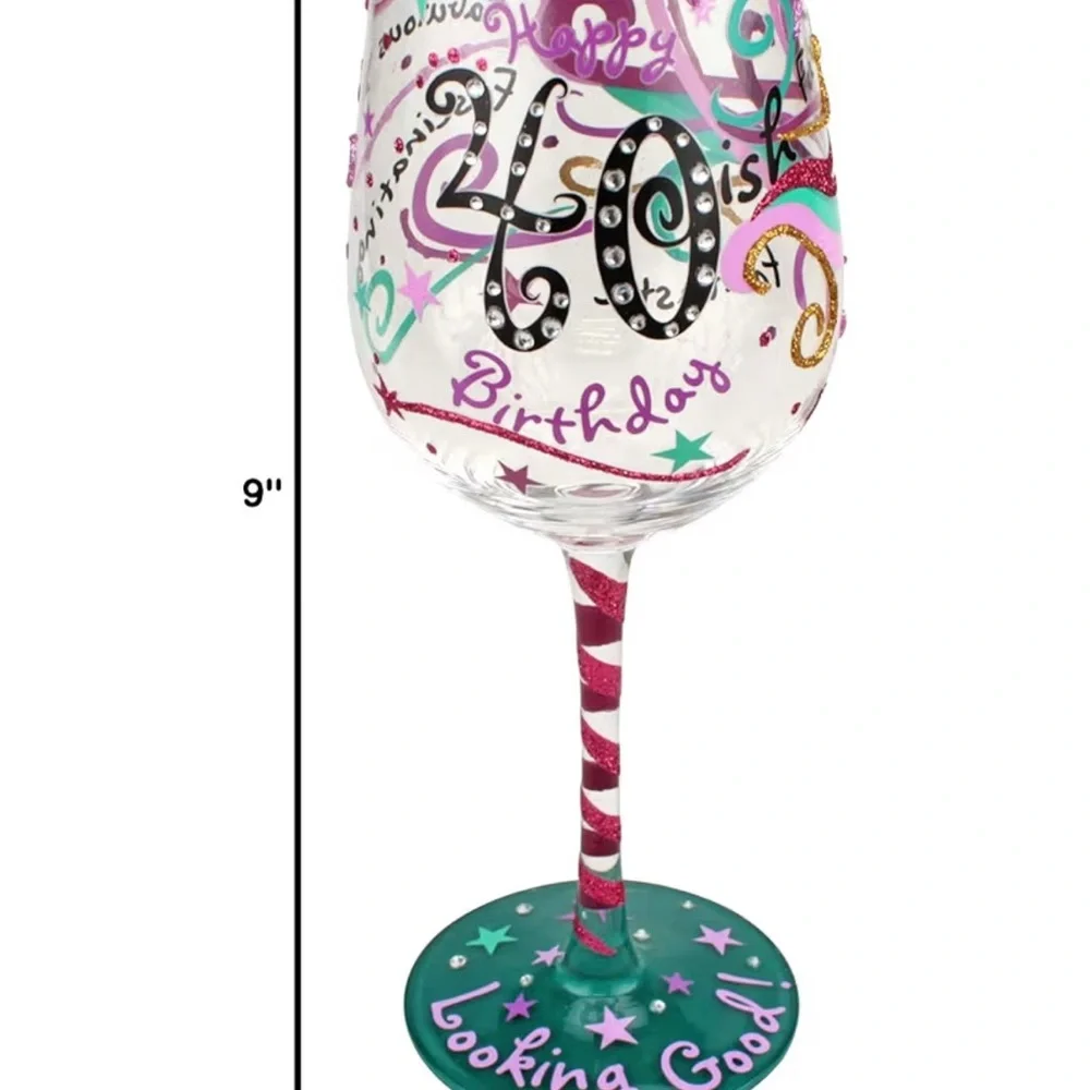 Top Shelf 40-ish Birthday Novelty Wine Glass (15oz)